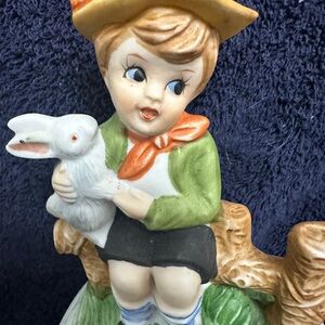 Charming Boy with Rabbit Figurine